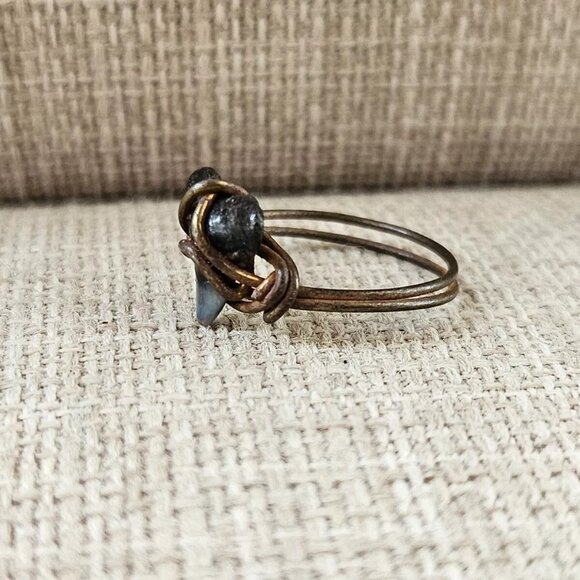 Ring Vintage Jewelry Real Stone Brown Wired Rings Size 6 unbranded - Picture 6 of 9
